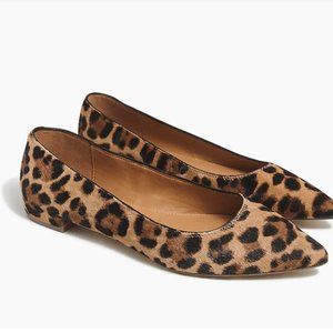 J. Crew Marina leopard calf hair pointy-toe flats